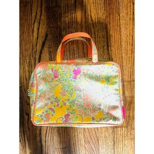 Lilly Pulitzer Orange Multi Color Makeup Tote Purse